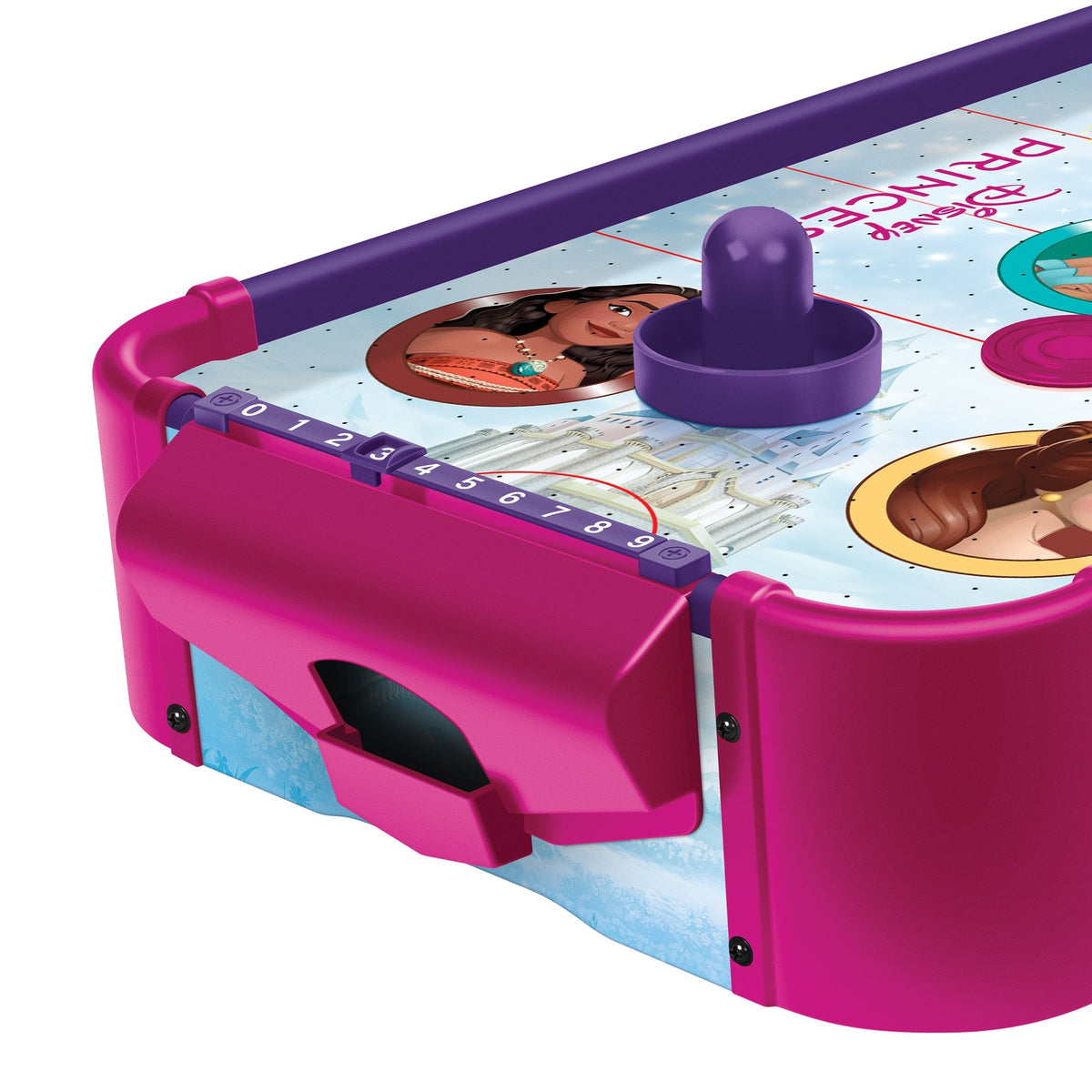 Table de hockey sur air électronique sous licence officielle Disney Princess – Surface de jeu en bois lisse, compteurs de points manuels, jeu amusant pour enfants pour salle de jeux, cadeau d'anniversaire et de vacances