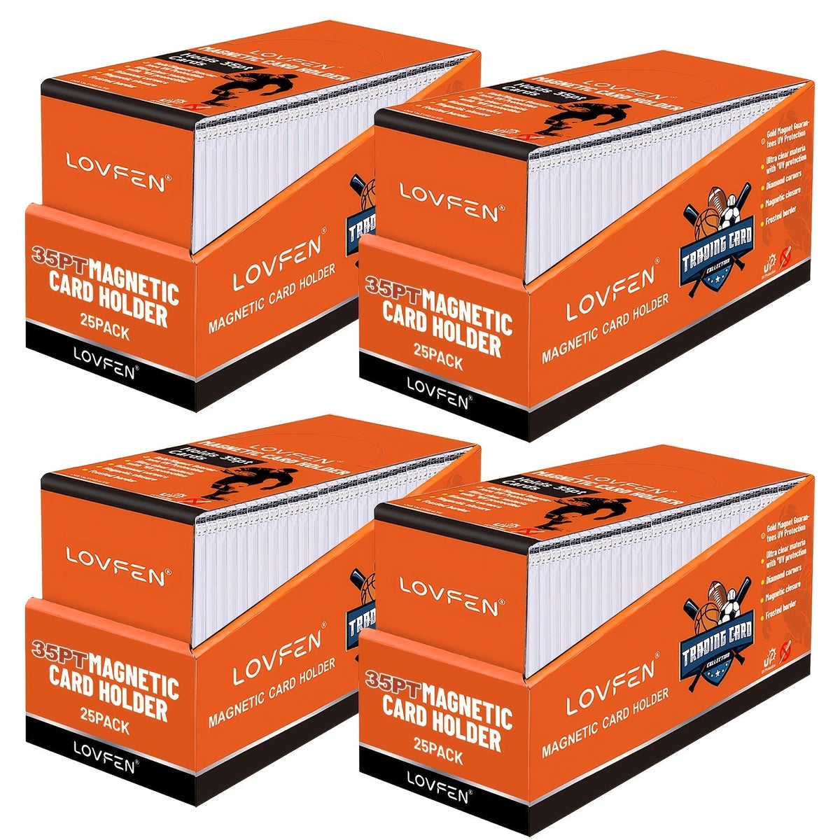 Étuis magnétiques pour cartes 35pt avec protection UV – Protections ultra-fines en plastique rigide pour cartes à collectionner, étuis « One-Touch » pour cartes de sport, football, baseball, Pokémon, TCG – Lot de 25/50/100/200/400