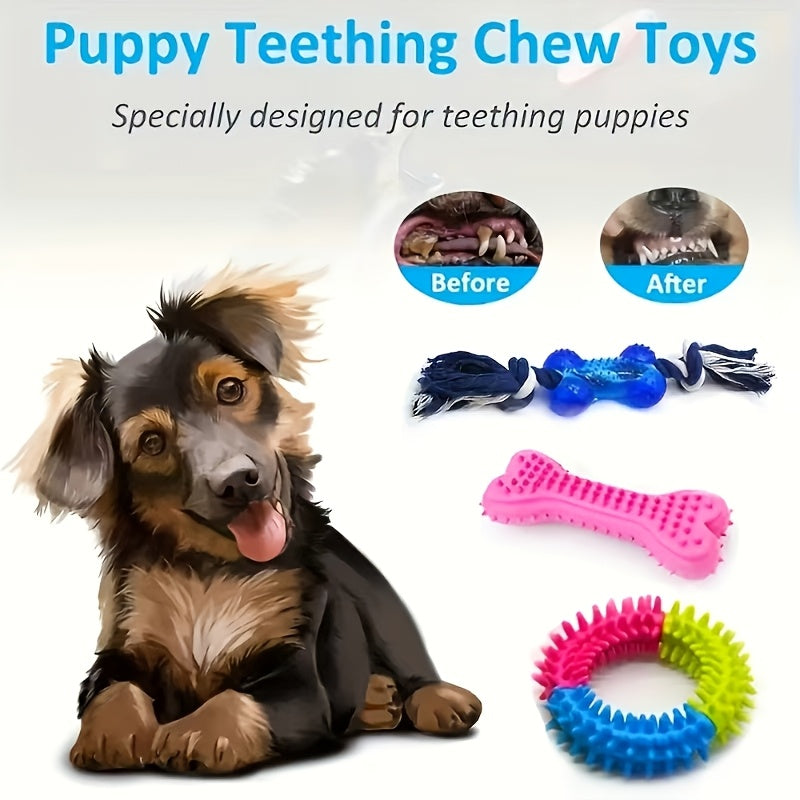 Lot de jouets à mâcher pour chien 3/6/9 pièces - Ensemble de jouets dentaires pour chiots en période de dentition, jouets corde à nœuds anti-ennui pour petits chiens, coffret cadeau assorti style aléatoire