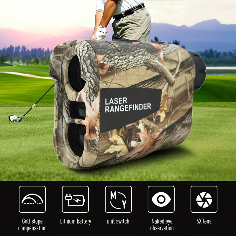 Télémètre laser 1200 yards – Grossissement 6X, rechargeable, compensation de pente, verrouillage de drapeau, mesure de vitesse et d'altitude, design camouflage pour golf et chasse