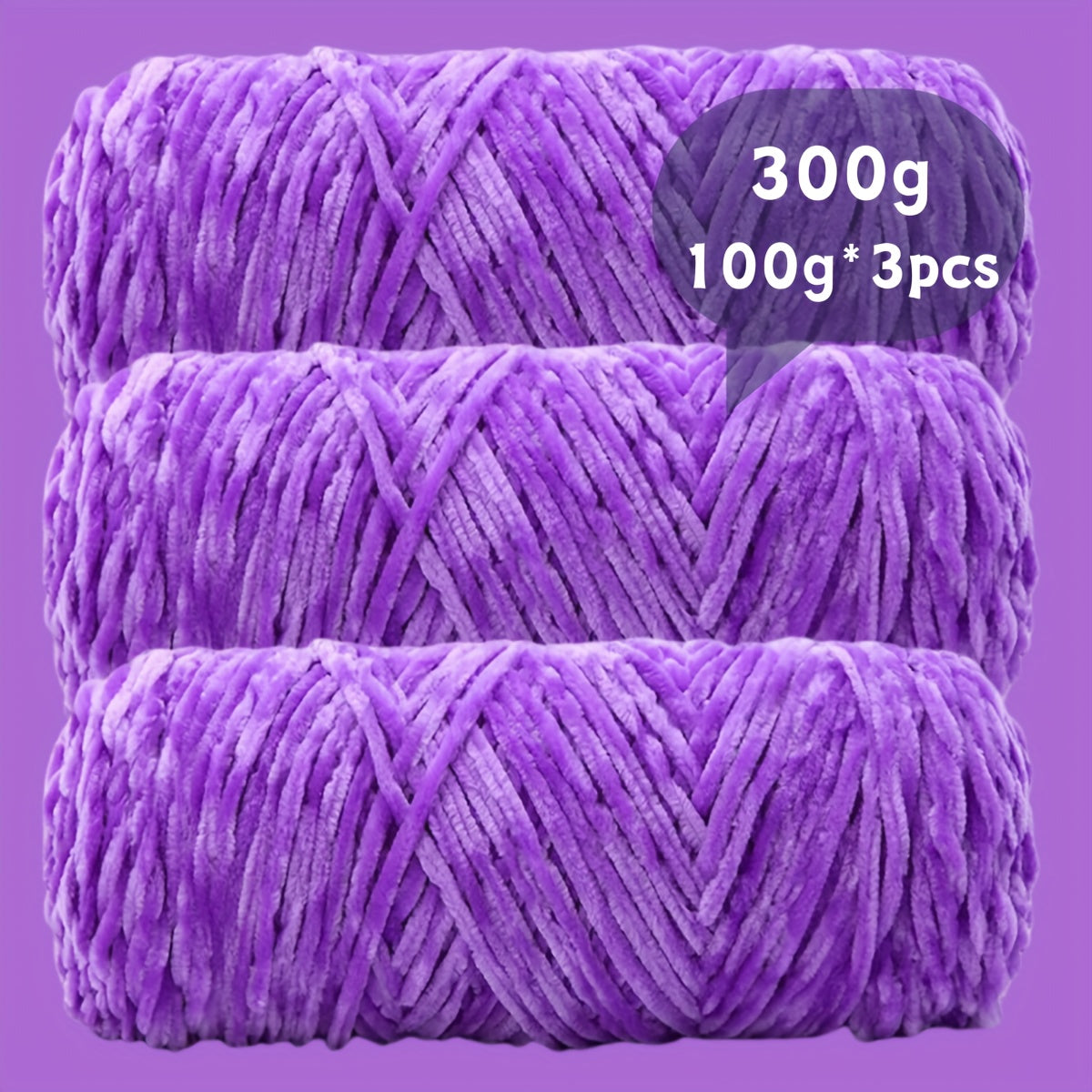 Fil chenille velours, lot de 3 pelotes de 300 g (3 x 100 g), laine douce et épaisse pour tricot et crochet, 47 couleurs, idéal pour débutants, artisanat de luxe pour pulls, écharpes, bonnets, poupées, sacs, amigurumi et projets DIY