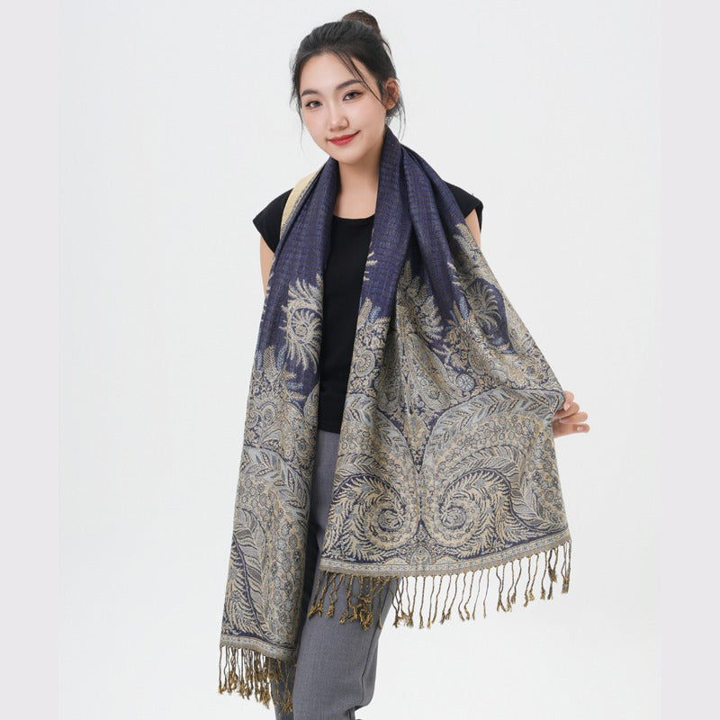 Écharpe pashmina à motif cachemire « queue de phénix » – Châle enveloppant épais et chaud pour femme, tissu doux et luxueux disponible en 17 couleurs éclatantes, polyvalent pour les événements formels, le quotidien et les cadeaux