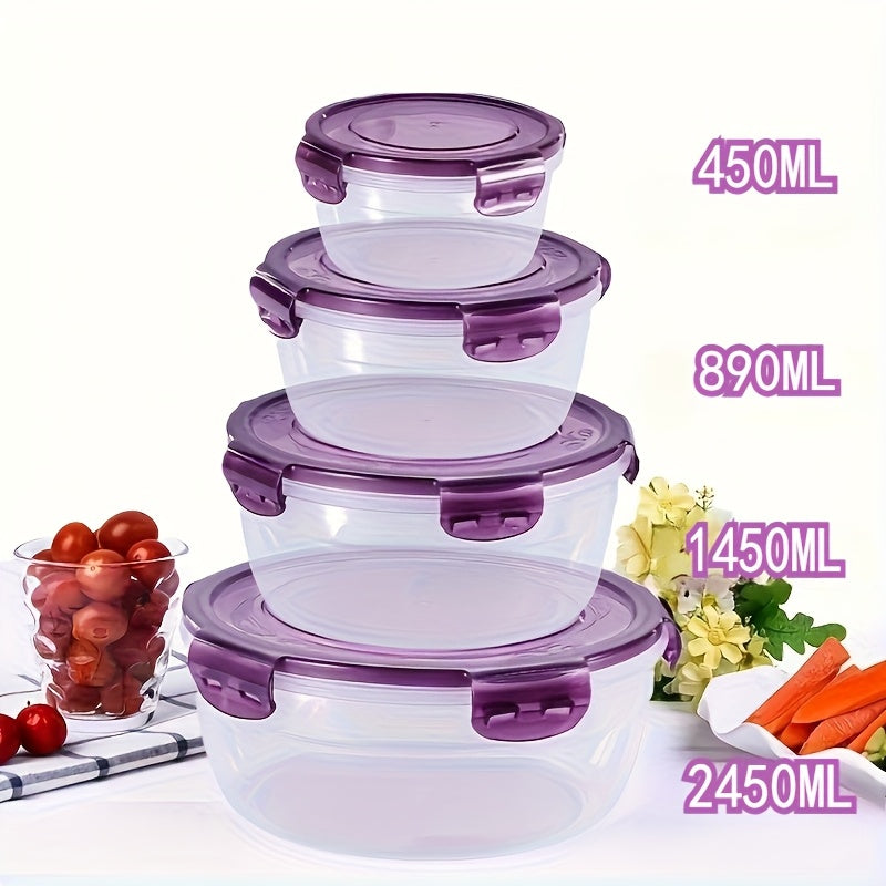 Ensemble de 3 ou 4 récipients hermétiques pour réfrigérateur - Boîtes de rangement en plastique grande capacité pour fruits, légumes, viande, œufs, restes - Empilables, sans BPA, faciles à nettoyer, conservation fraîcheur