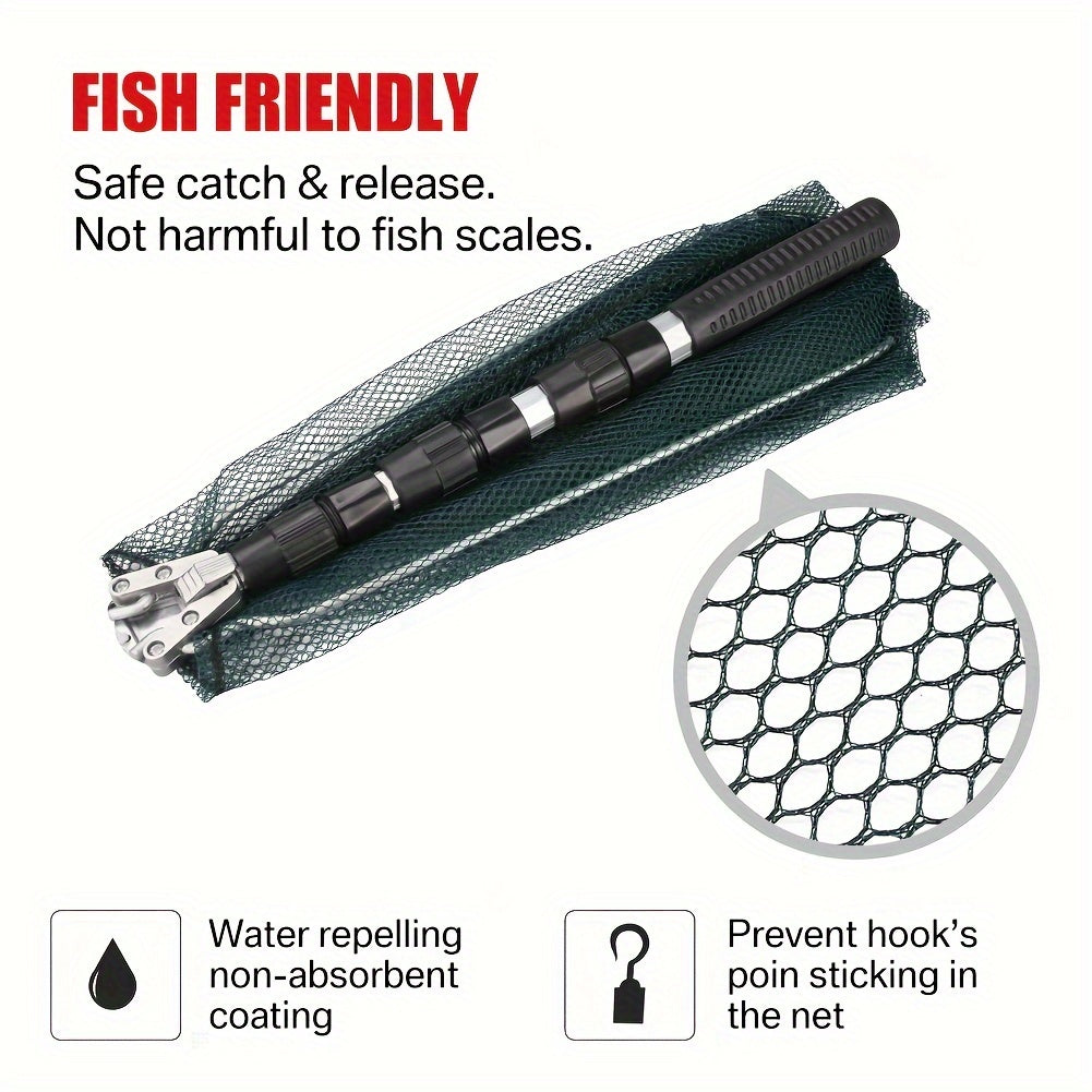 Épuisette de pêche pliable avec manche télescopique en alliage d'aluminium – 3 tailles 86 cm, 110 cm, 130 cm, filet métallique escamotable pour poissons, crabes, écrevisses et crevettes, équipement de pêche portable