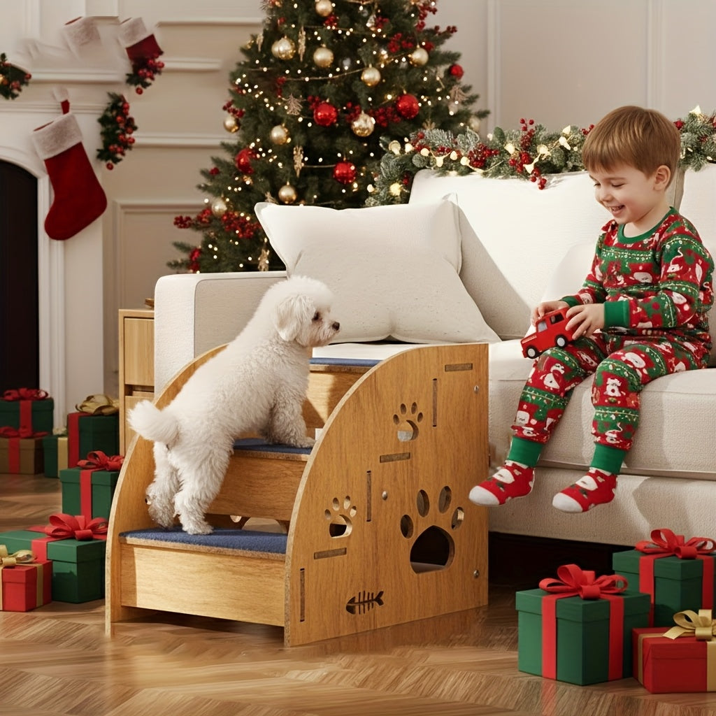 Escalier antidérapant pour chien et chat pour lit et canapé - Escaliers pour animaux à 3 ou 5 marches avec rampes de sécurité et design en pente, 38 cm de hauteur pour petits chiens, chats et animaux âgés, escalier léger et portable