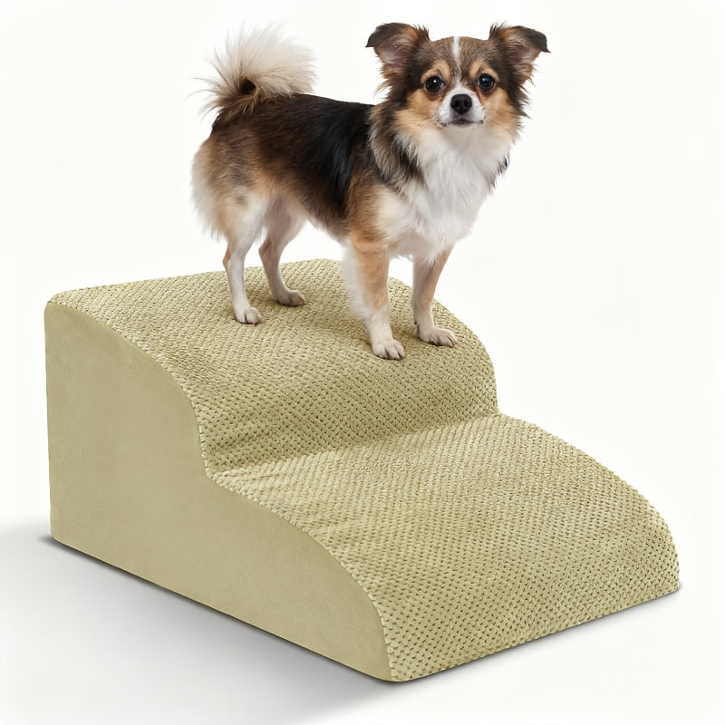NIUBYA Escaliers pour chiens extra larges pour petits chiens – Marches pour animaux en mousse haute densité, fond antidérapant, rampe rembourrée douce pour lits hauts, canapés et divans, idéal pour les chiens âgés ou blessés, polypropylène, compact