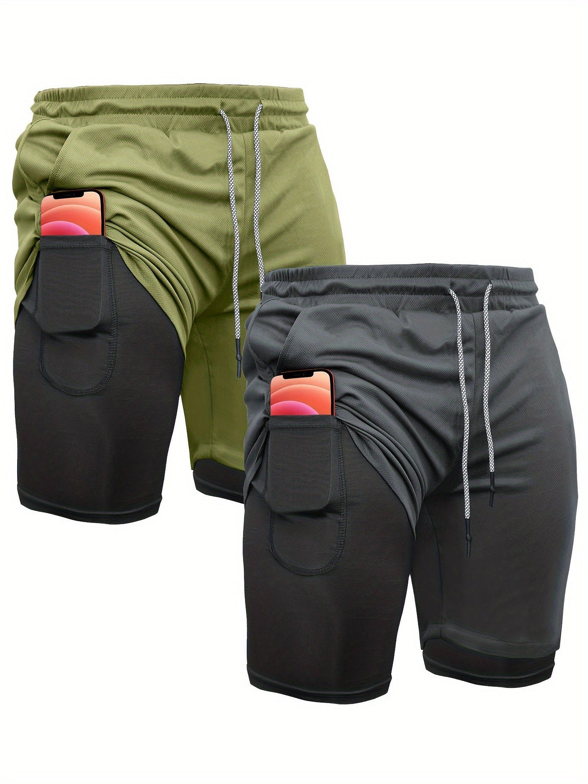 Short de running 2-en-1 pour homme 7 pouces avec doublure de compression à séchage rapide – Short de sport léger pour l'entraînement et la gym, short d'entraînement en polyester pour la course, le yoga, la randonnée et les sports de plein air S M L XL XXL