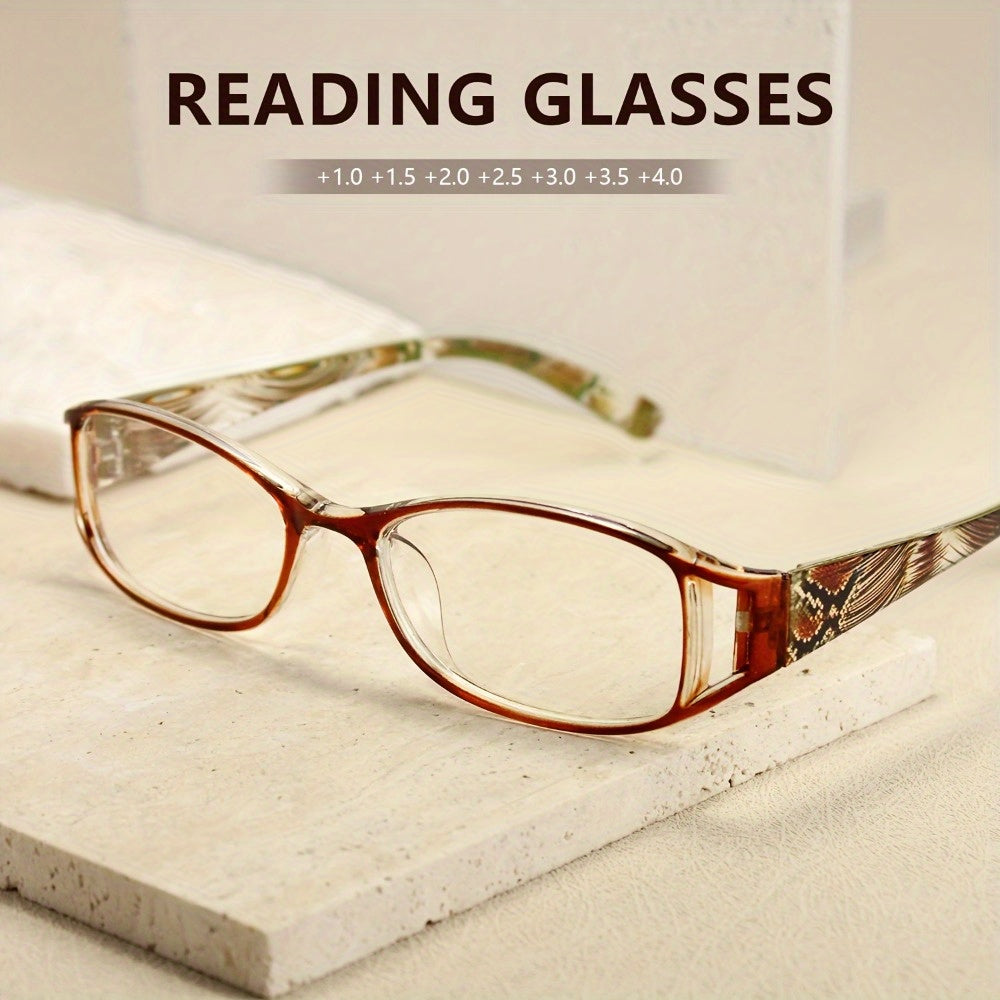 Lot de 3 paires de lunettes de lecture fleuries pour femme - Montures rectangulaires, verres haute définition, lunettes élégantes marron, bleu et violet, charnières à ressort, monture légère et confortable, idée cadeau