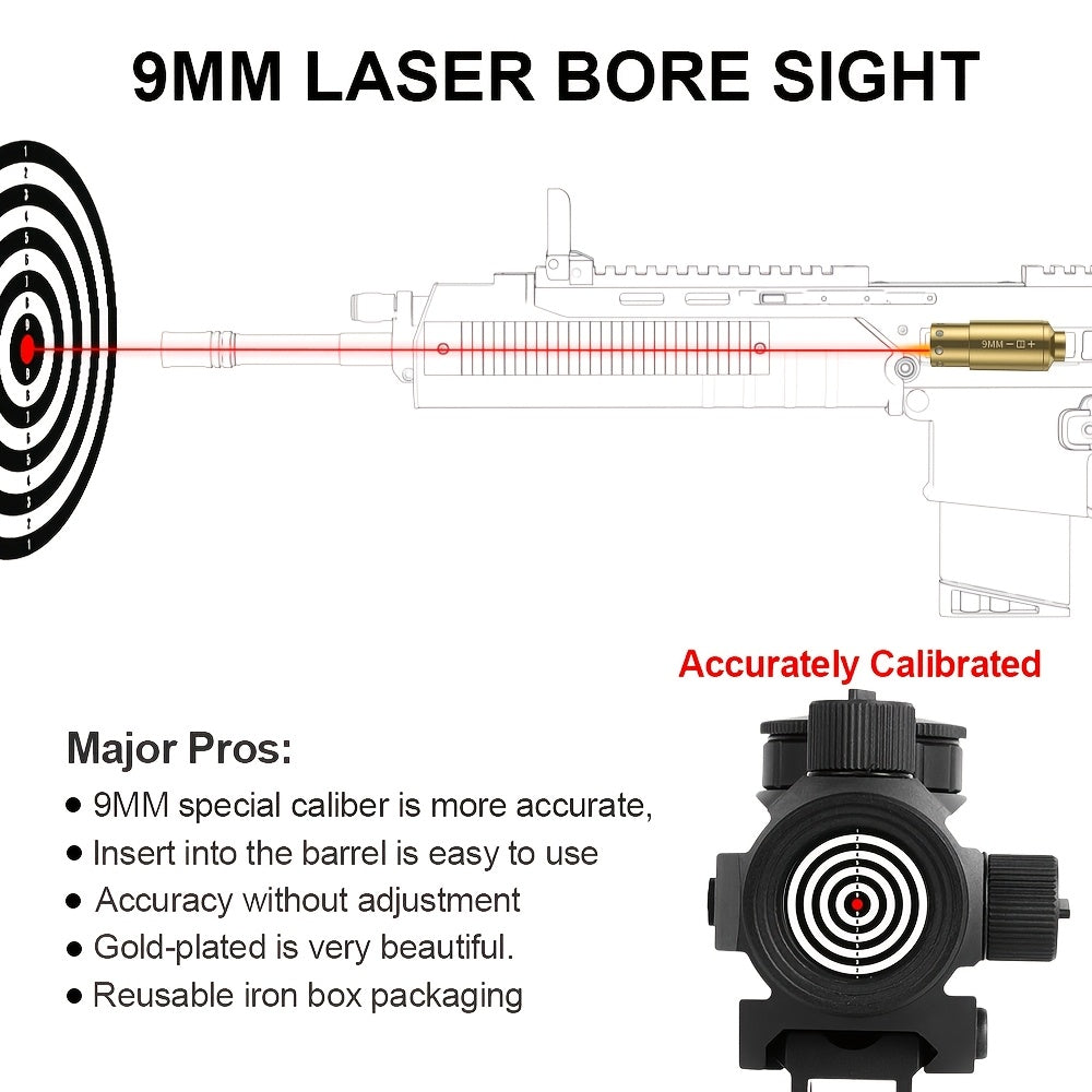 Kit de réglage laser multi-calibres pour 9mm, 45ACP, 223REM, 308WIN, 380ACP, 38SPL, 12GA – Appareil de réglage laser rouge haute précision pour fusils et pistolets, installation facile, inclut 2 jeux de piles