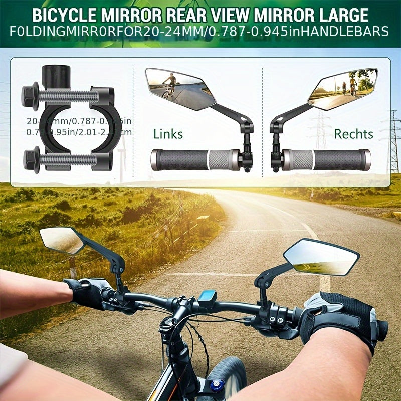 Lot de 2 rétroviseurs de vélo, réglables à 360°, grand angle HD, anti-chocs, pour guidon – Fixation universelle pour VTT, vélo de route, vélo électrique, vélo de ville et trottinette, guidons de 22,2 à 25 mm