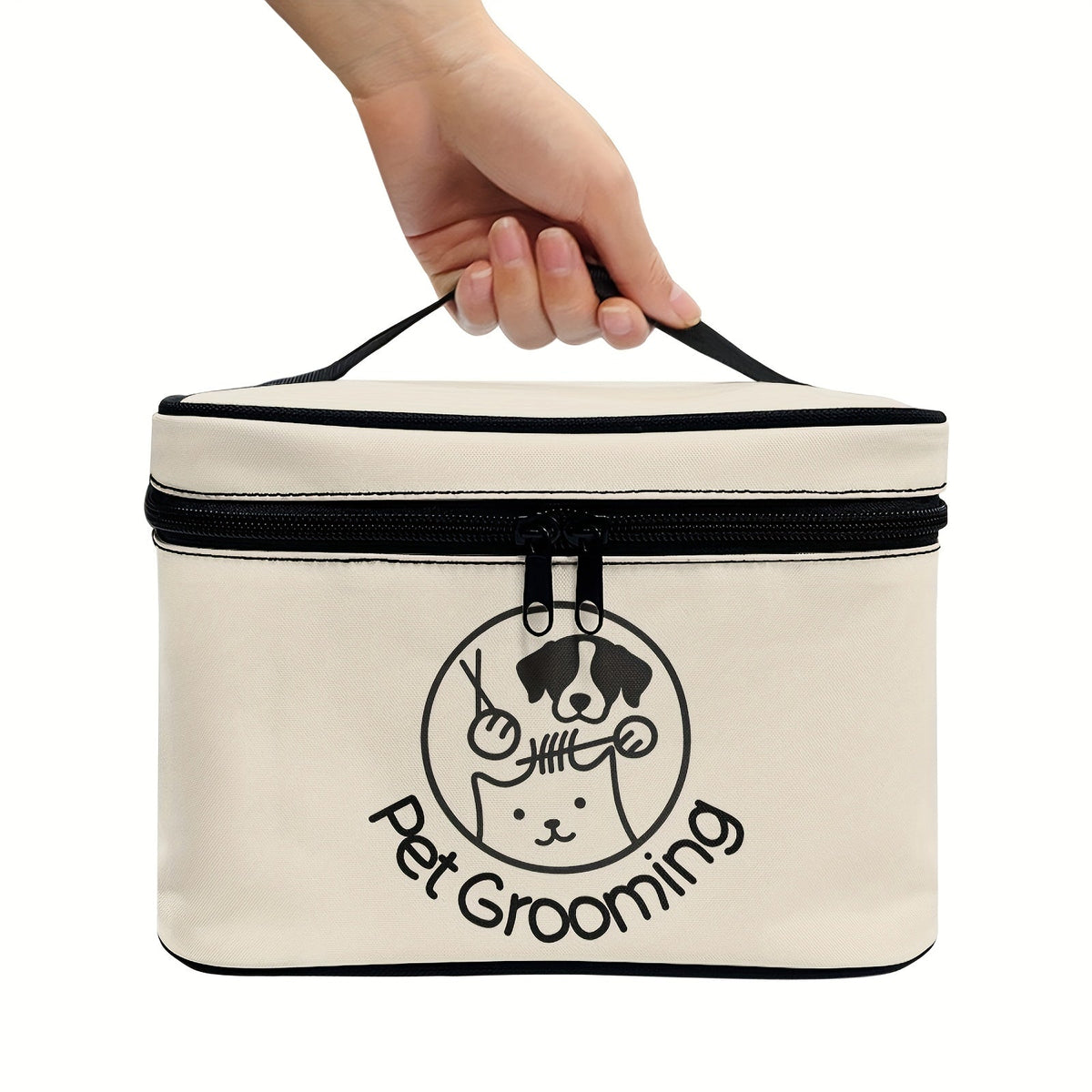 Sac de rangement pour accessoires de toilettage pour chiens et chats – Organisateur portable avec poignée et double fermeture éclair, trousse de toilettage pour animaux de voyage, cadeau idéal pour les amoureux des animaux