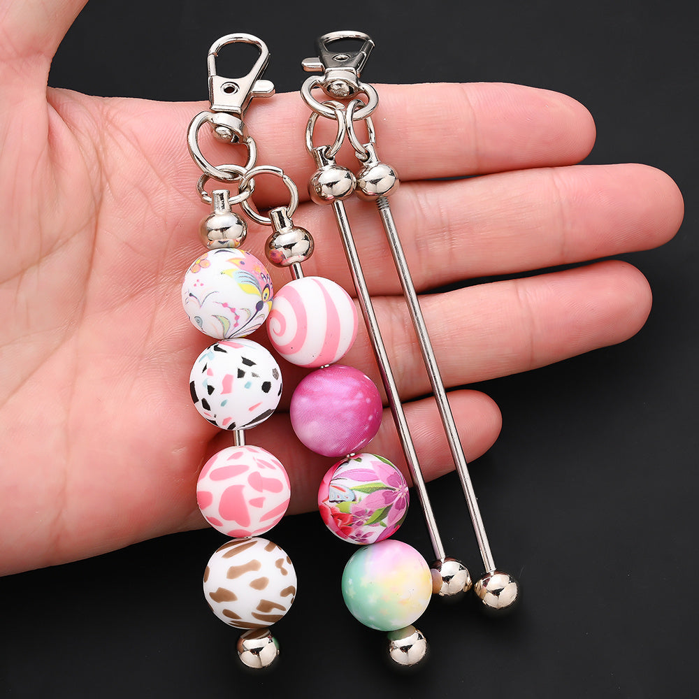 Kit de fabrication de 20 porte-clés à perler pour femme – Porte-clés DIY à double barre vierge avec fermoir mouspon pour pendentif de sac, mariage, fête, remise de diplôme, rentrée scolaire et coffret de loisirs créatifs pour cadeaux de fêtes