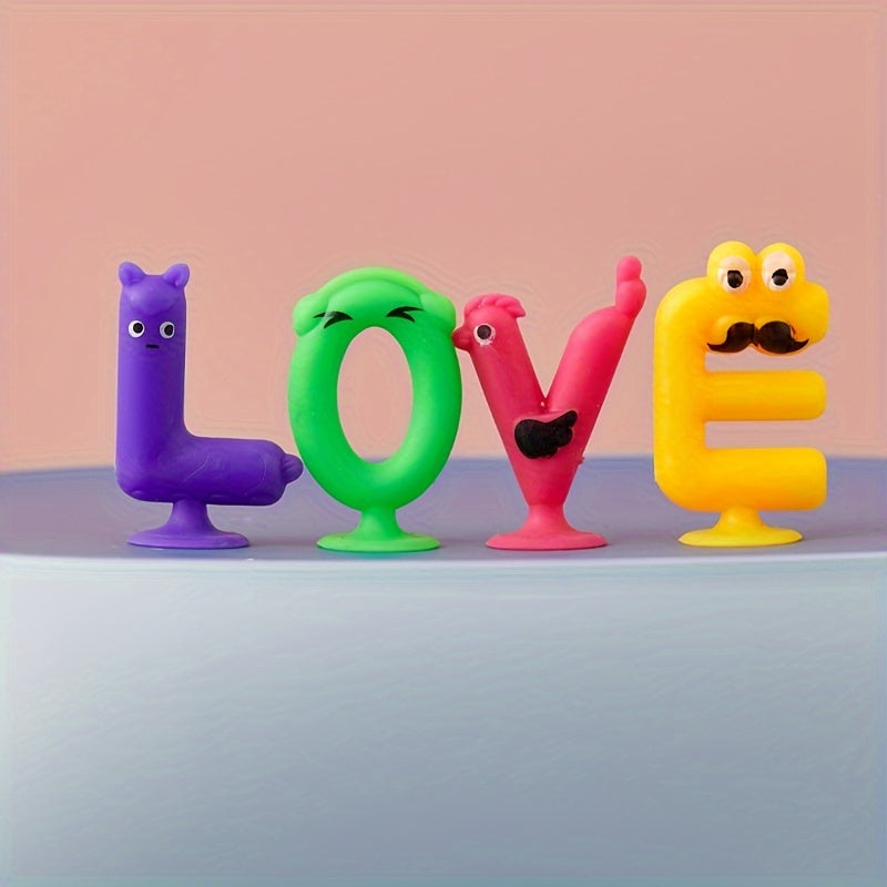 Lot de 26 lettres de l'alphabet en caoutchouc multicolores avec ventouses, jeu éducatif d'apprentissage de l'orthographe, jouet de bain, jouet mural pour tout-petits et enfants, cadeau d'anniversaire ou de Noël
