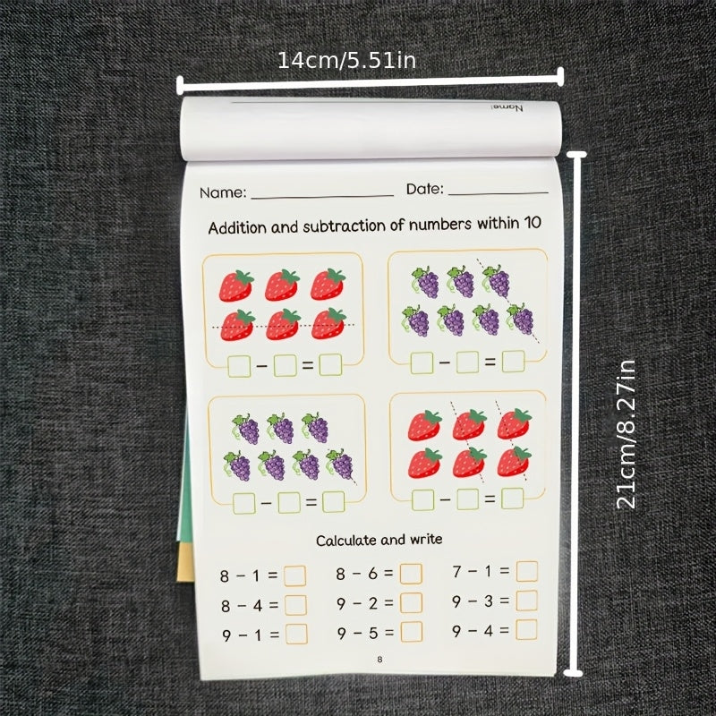Cahier d'exercices de mathématiques pour enfants – Maternelle et pré-maternelle, 64 pages d'entraînement à l'addition et à la soustraction, cahier d'écriture pour apprendre à tracer les chiffres, apprentissage précoce pour les 3-6 ans
