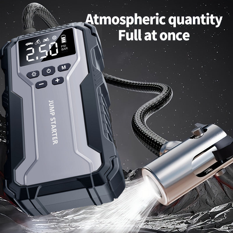 Kit de démarrage portable pour voiture, booster de batterie 12V multifonction avec lampe de poche LED, éclairage de secours SOS et pompe à air pour voitures, camions et accessoires d'alimentation d'urgence