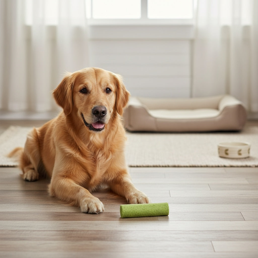 15 bâtonnets à mâcher à l'herbe pour chien – Friandises à mâcher naturelles pour le nettoyage des dents, haleine fraîche, collation riche en fibres pour la santé digestive à base d'herbe et de viande – Friandise saine pour chien de toutes races