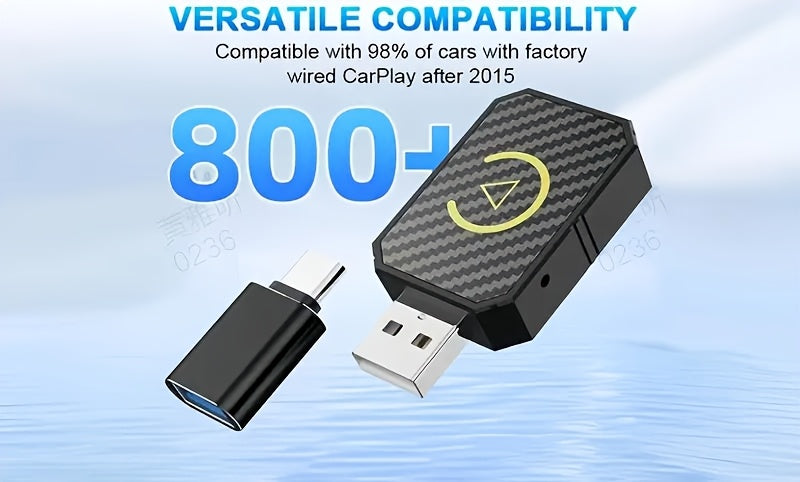 Mini adaptateur CarPlay sans fil, version améliorée 2025 – Dongle Plug & Play pour convertir le CarPlay filaire en sans fil pour Apple iPhone et Android, faible latence, connexion rapide et stable, aucune batterie requise, jeu de ports USB inclus
