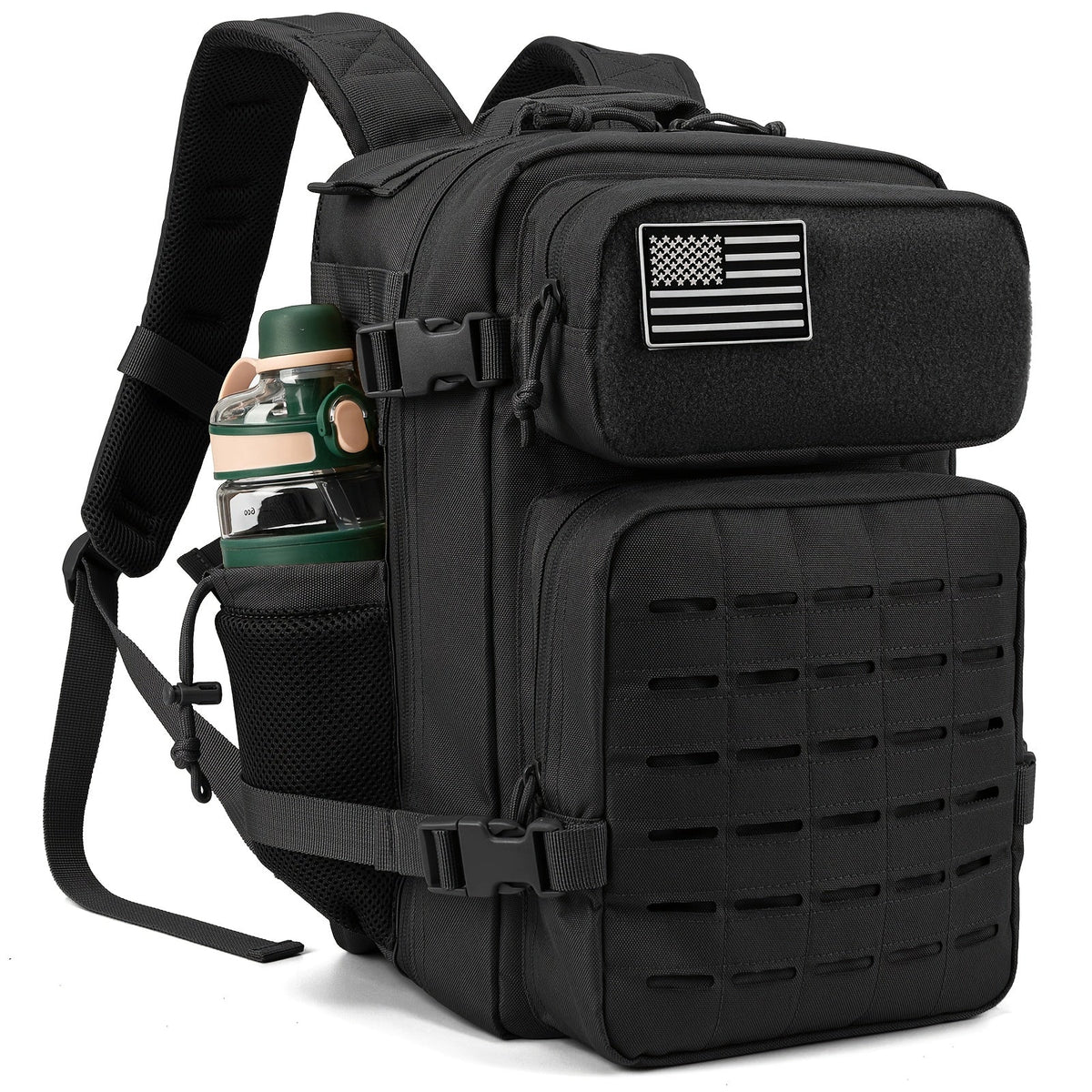 Sac à dos tactique MOLLE 25L pour ordinateur portable pour hommes et femmes – Sac militaire d'urgence, sac de randonnée avec double porte-gobelets, 9 couleurs, sac pour le bureau et les voyages en plein air