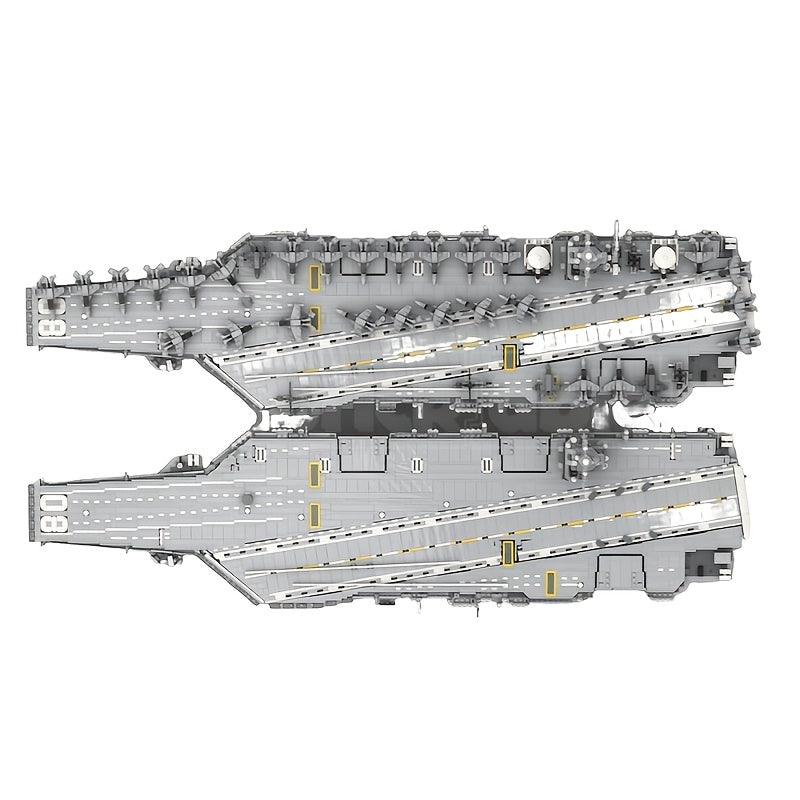Set de construction de porte-avions de la marine de 4989 pièces – Diorama de navire de guerre à coque grise et rouge, pont d'envol élévateur, îlot, kit de modèle militaire MOC, cadeau de collection pour passionnés de marine et de militaire A2683