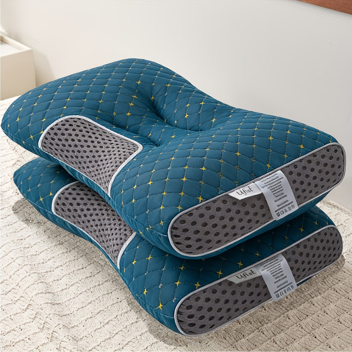 Lot de 2 oreillers de lit – Coussins ultra-doux avec soutien cervical et housses amovibles lavables en machine, sommeil profond et respirant, confort toutes saisons pour la chambre à coucher