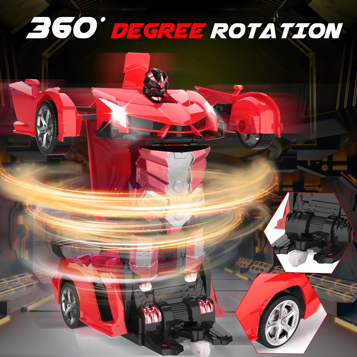 Voiture télécommandée robot 2-en-1 à l'échelle 1:18, transformation en un clic, dérapage à 360°, voiture robot radiocommandée 2,4 G avec lumières LED pour enfants garçons de 3 ans et plus, cadeau d'anniversaire