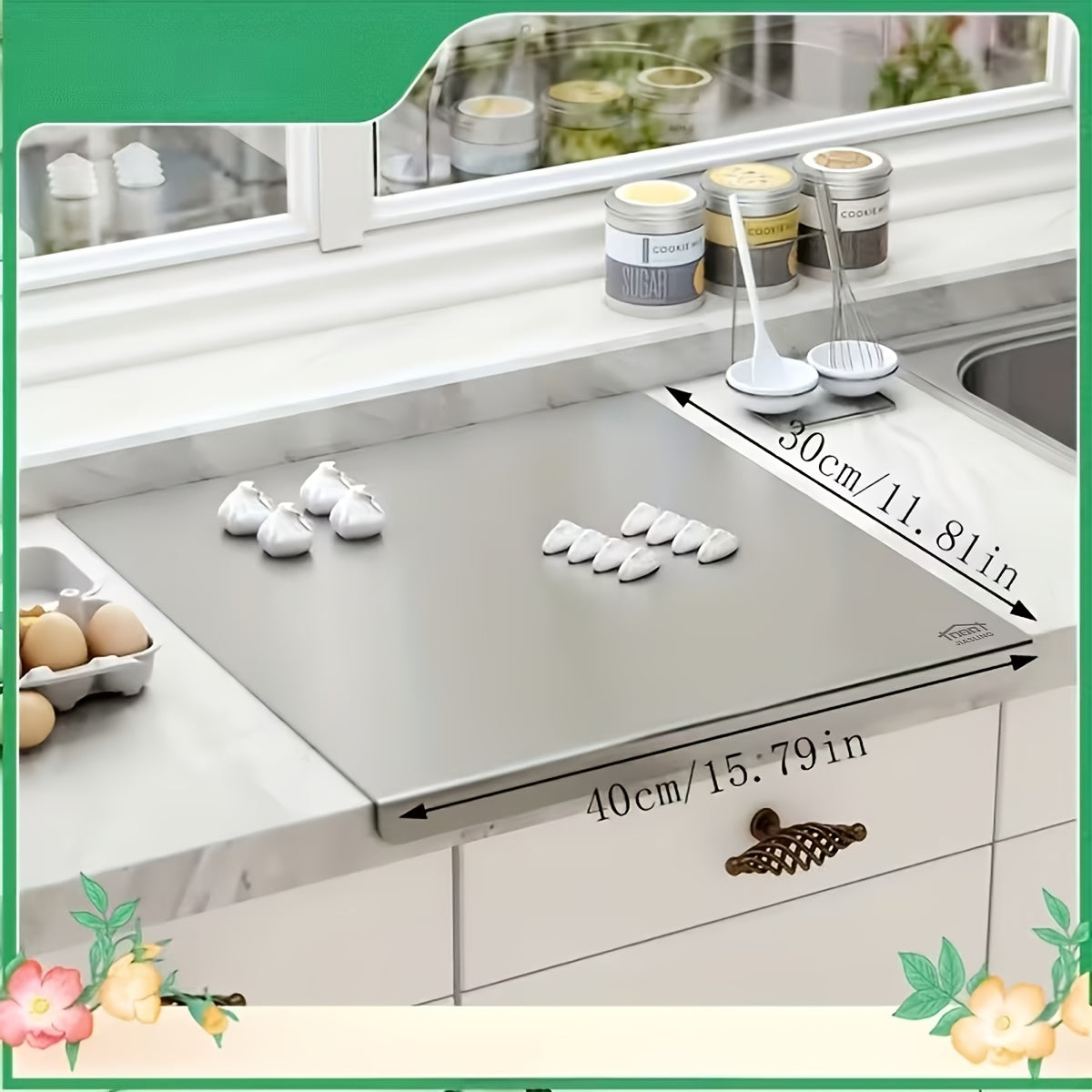 Planche à découper en acier inoxydable 304 – Billot de cuisine antirouille, facile à nettoyer, disponible en 3 tailles (40 cm × 30 cm, 50 cm × 40 cm, 60 cm × 40 cm)