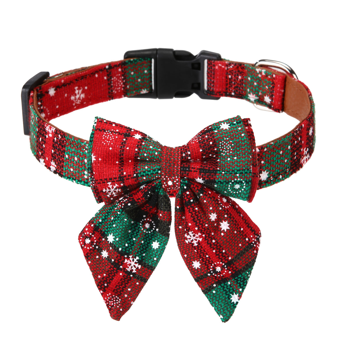 Collier de Noël pour chien avec nœud papillon amovible – Collier festif pour petit, moyen et grand chien, motif écossais classique rouge et vert, cadeau de fêtes pour animal de compagnie