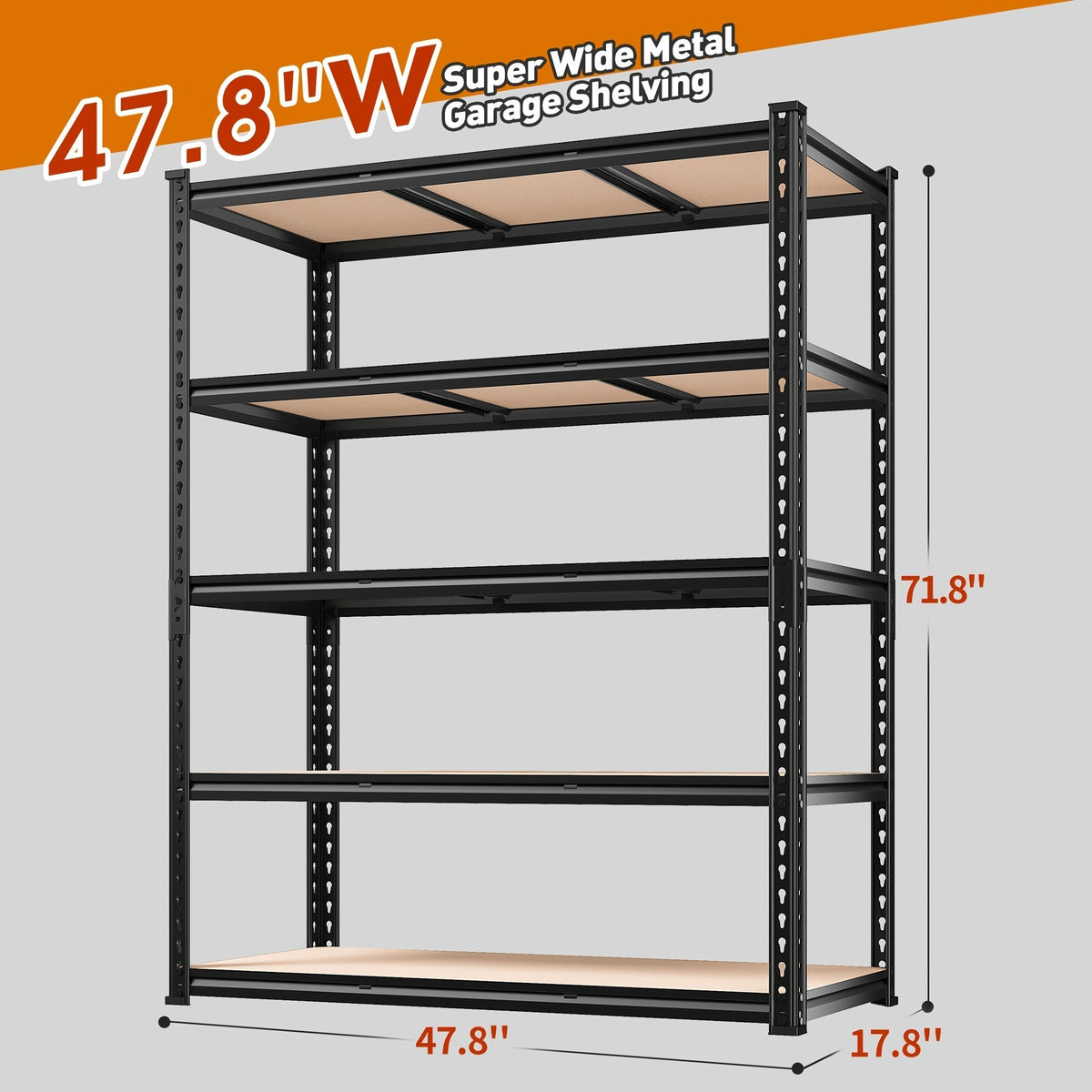 Étagère de rangement robuste en métal à 5 niveaux pour garage, 907 kg (2000 lb) – Étagère de rangement en acier réglable de 152 à 183 cm pour garage, sous-sol, garde-manger, cuisine et entrepôt, assemblage sans outils, noir