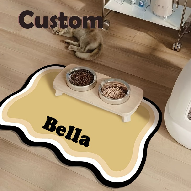 Tapis de nourriture pour animaux personnalisé avec nom – Tapis de gamelle antidérapant et étanche pour chiens et chats – Tapis élégant et imperméable, cadeau personnalisé idéal pour les propriétaires d'animaux