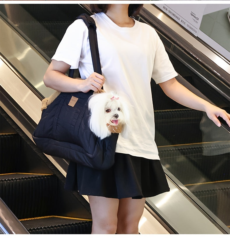 Sac de transport d'hiver pour animaux avec fermeture à pression – Sac fourre-tout chaud et confortable pour petits chiens et chats, idéal pour les activités en extérieur, disponible en marron, noir, beige, rose, vert et bleu