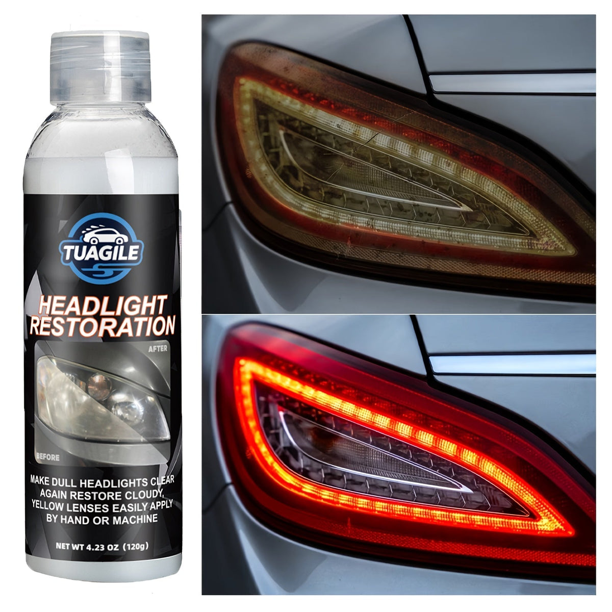 Spray de revêtement protecteur UV pour kit de restauration de phares – Formule chimique éliminant le jaunissement, l'oxydation et le voile, pour redonner aux phares ternis et opaques une clarté cristalline, pour tous les véhicules