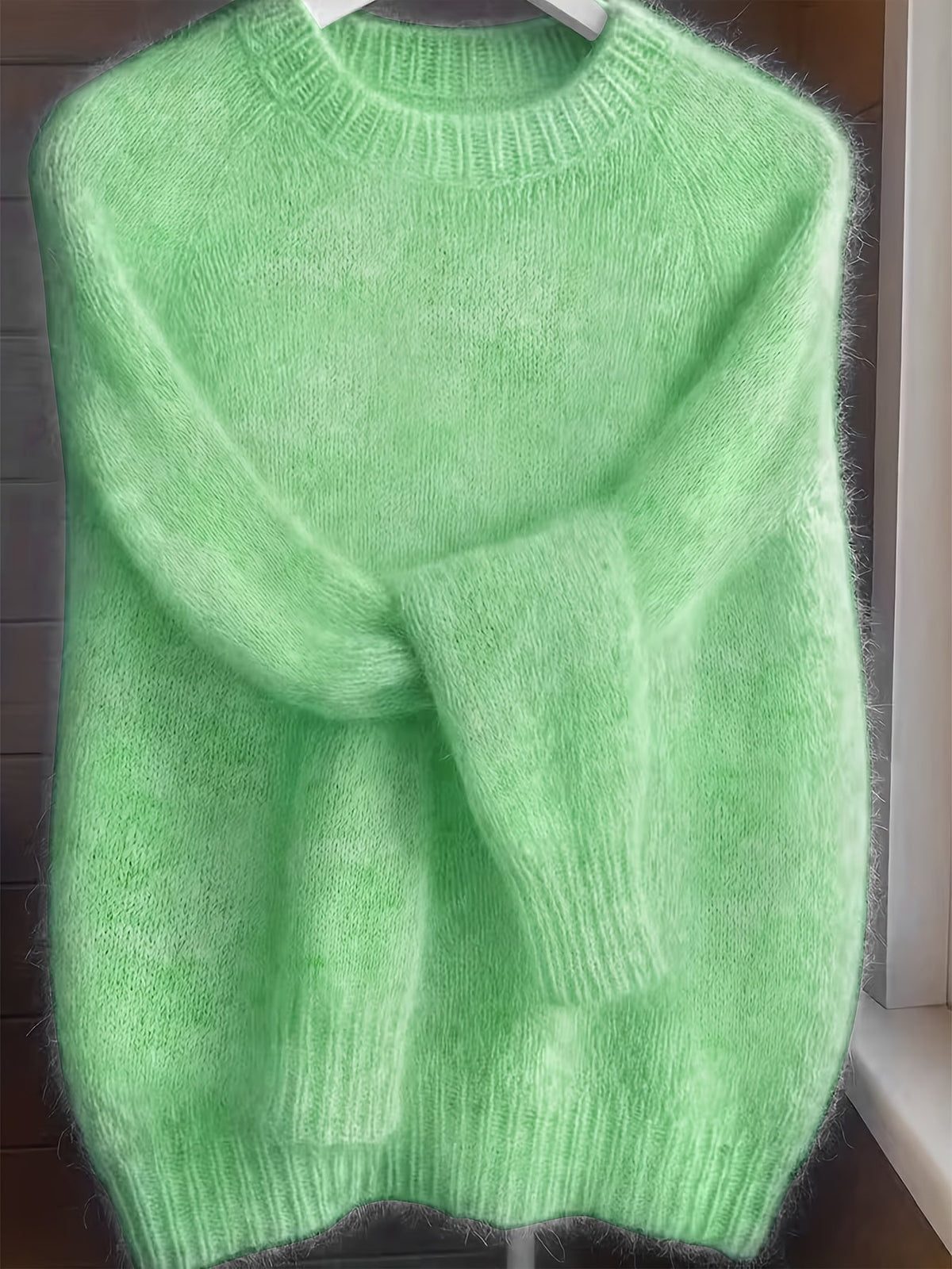 Pull à col rond style français pour femme | Pull en maille 100 % polyester doux et confortable, haut élégant à manches longues et coupe droite pour le printemps et l'automne