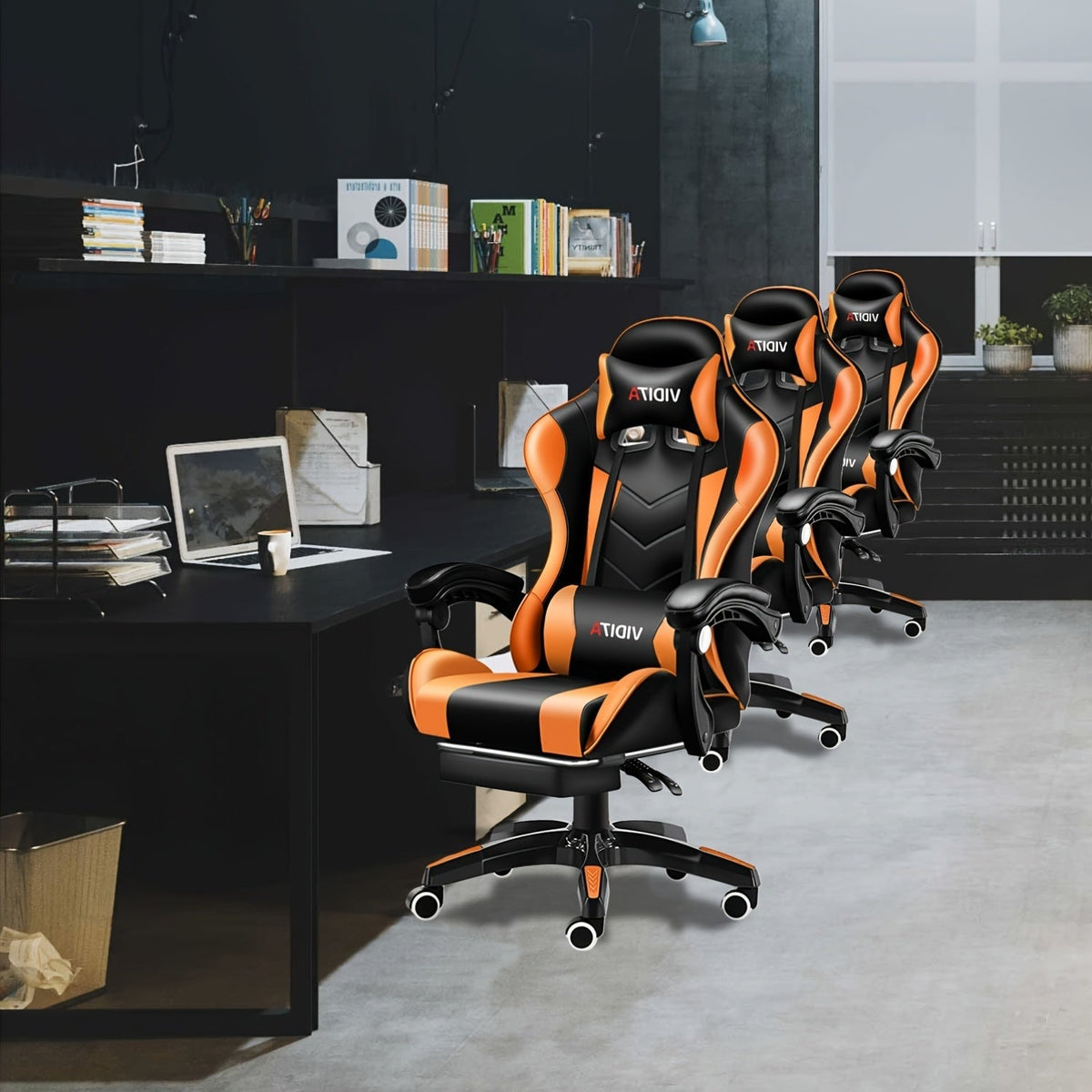 Chaise de bureau gaming ergonomique style course avec soutien lombaire, dossier haut réglable pour adultes et adolescents, fauteuil inclinable pour ordinateur PC