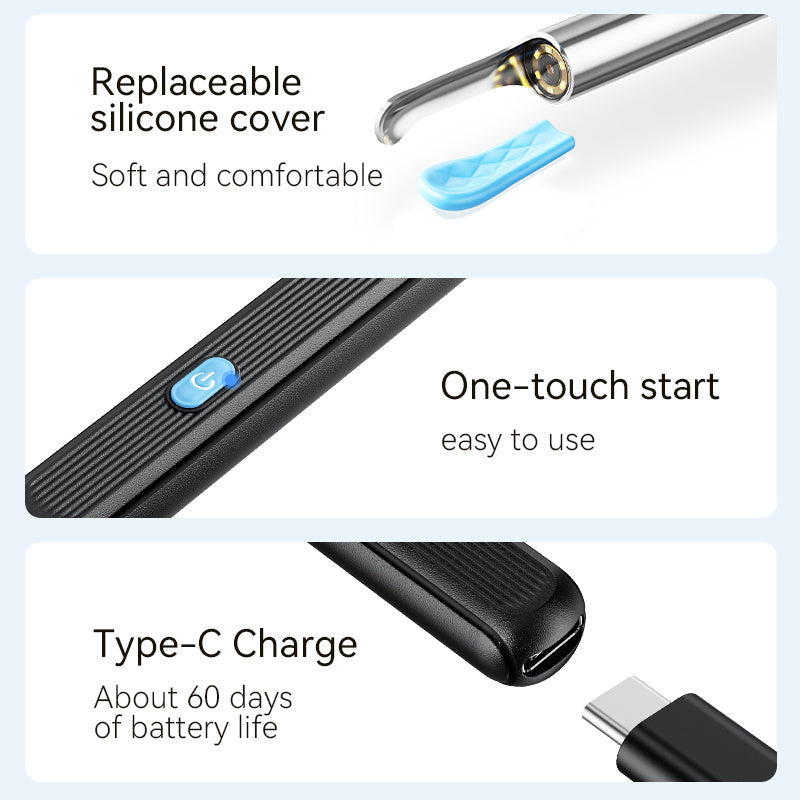 Kit otoscope caméra Wi-Fi 1080P HD pour nettoyage des oreilles – Outil de soin auriculaire avec 6 cure-oreilles et pince, rechargeable, compatible iPhone et Android