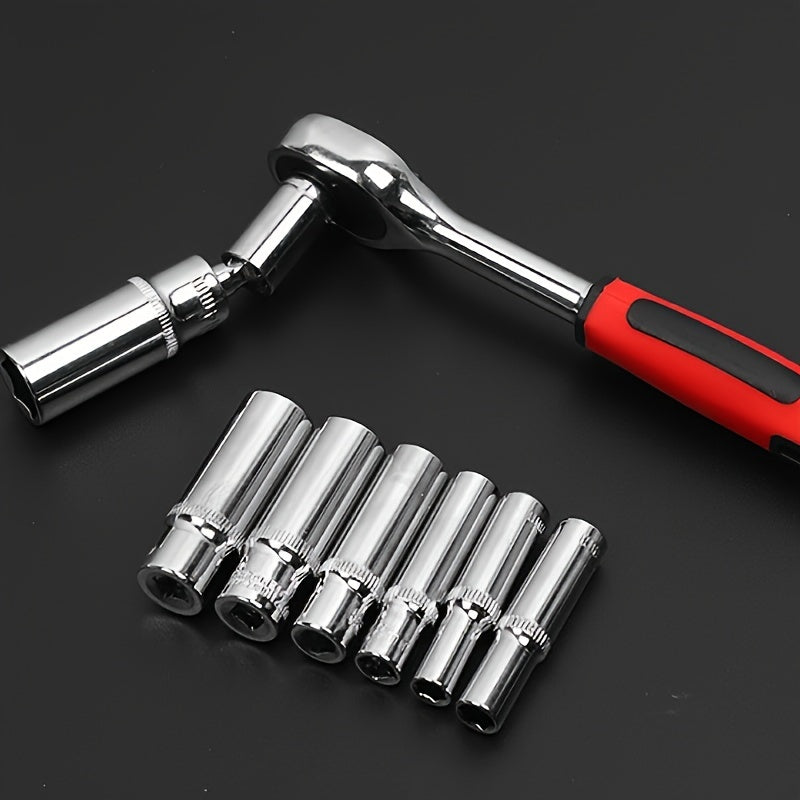 Ensemble d'outils de réparation pour maison et voiture 46 pièces – Jeu de clés à cliquet, tournevis et douilles pour réparations de voitures, motos, vélos et entretien domestique