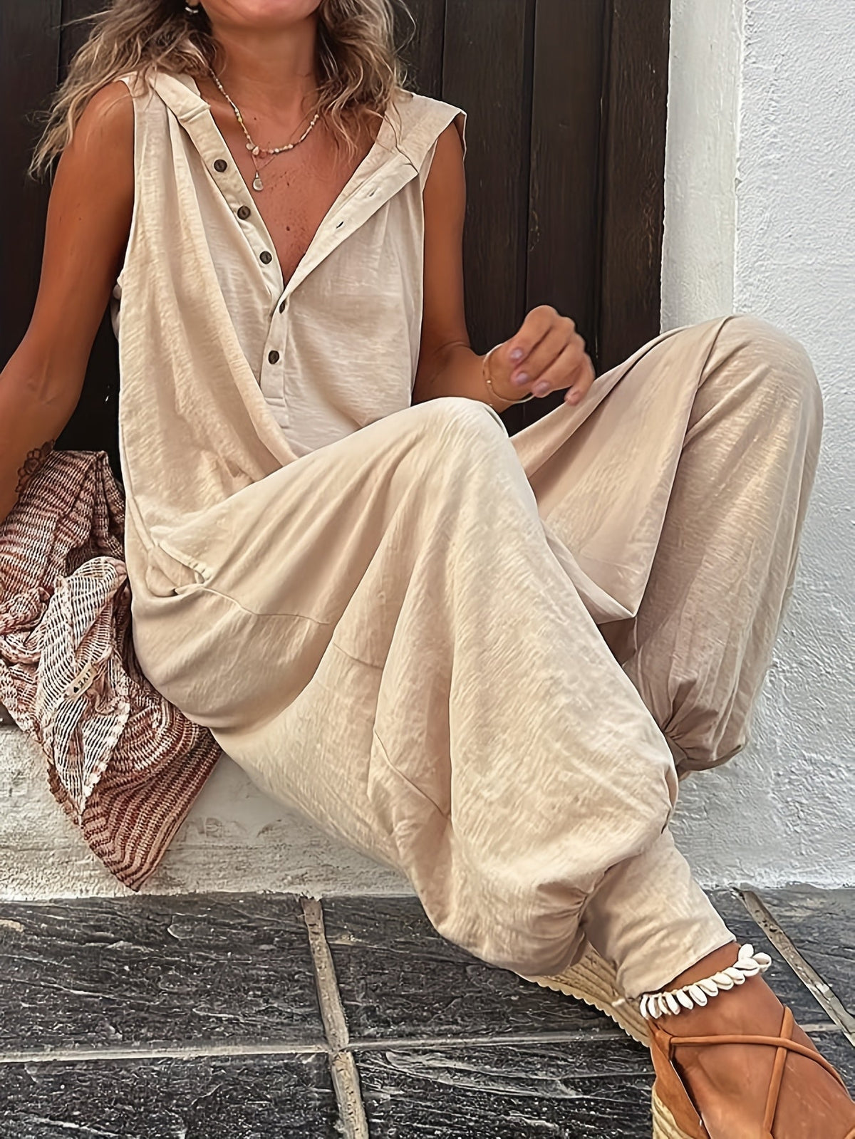 Combinaison longue à capuche sans manches pour femme, tenue décontractée une pièce, style athleisure, coupe décontractée, printemps été, S M L XL XXL