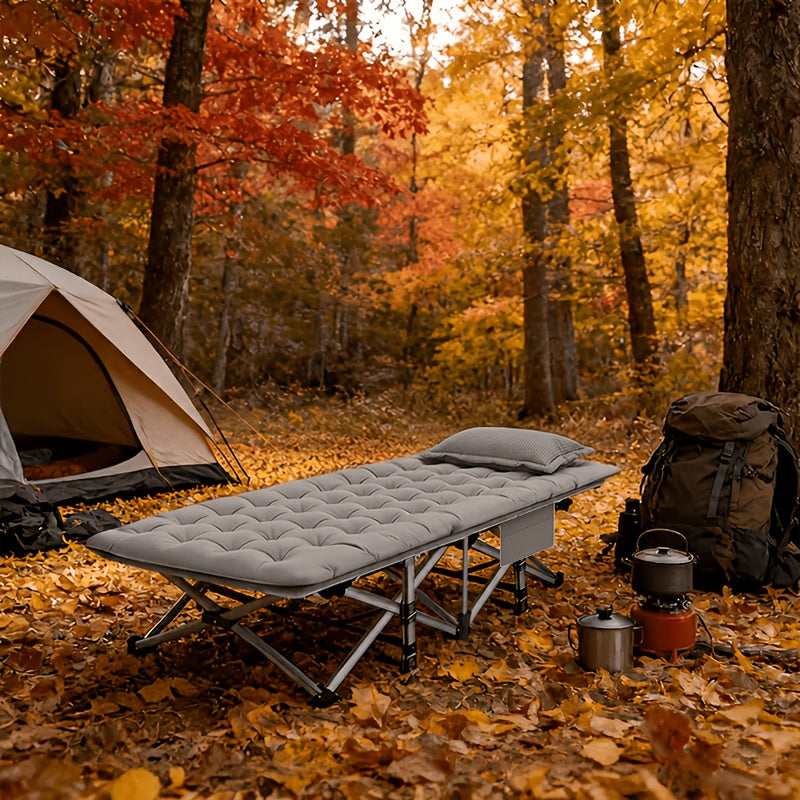 Lit de camp pliant robuste avec matelas pour adultes – Capacité de 500/600/700 lb, lit d'extérieur portable avec sac de transport pour tentes, camping et voyages – 3 modèles, 3 couleurs