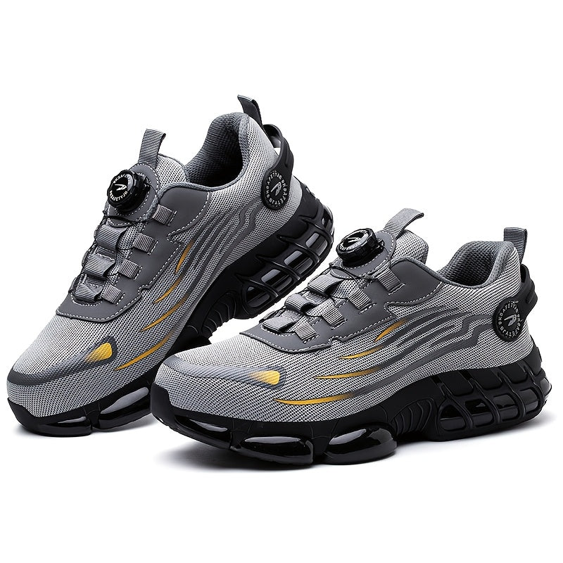 Chaussures de sécurité à embout en acier pour hommes, antidérapantes, respirantes, baskets à embout composite, bottes de travail de construction résistantes à l'abrasion, noir/gris foncé, US 6-11