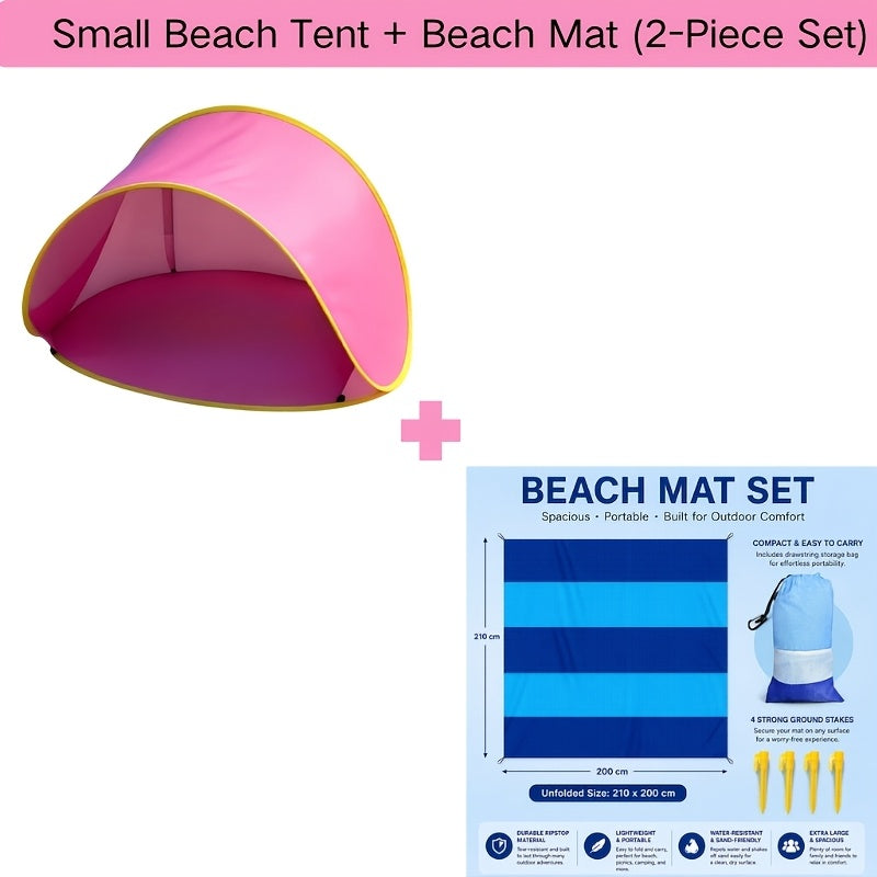 Tente de plage pop-up portative – Abri solaire anti-UV à installation rapide, ultra-léger (moins de 50 g/m²) pour la plage, la randonnée, le camping, les voyages en famille, parasol et auvent d'extérieur
