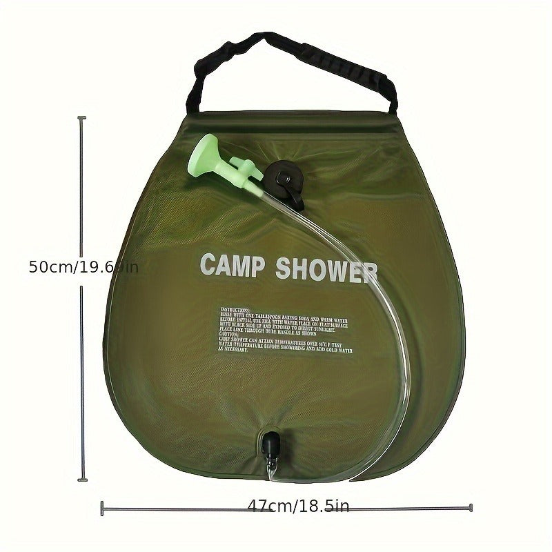 Douche de camping portable 20 L | Douche d'extérieur à chauffage solaire avec tuyau réglable | PVC léger et durable | Idéal pour le camping, la plage, les camping-cars et le jardin