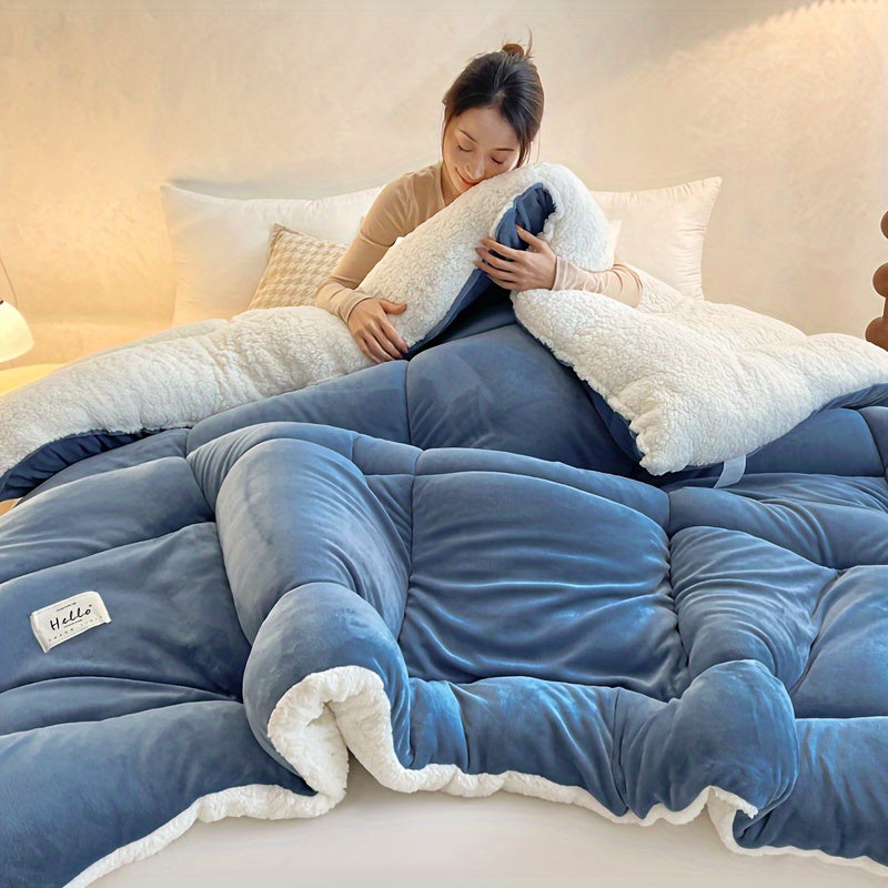 Couette toutes saisons – Douce et épaisse, piquage en damier, couleur unie, ultra-respirante, lavable en machine, pour l'automne, l'hiver et le printemps, tailles simple, double, grand lit et très grand lit