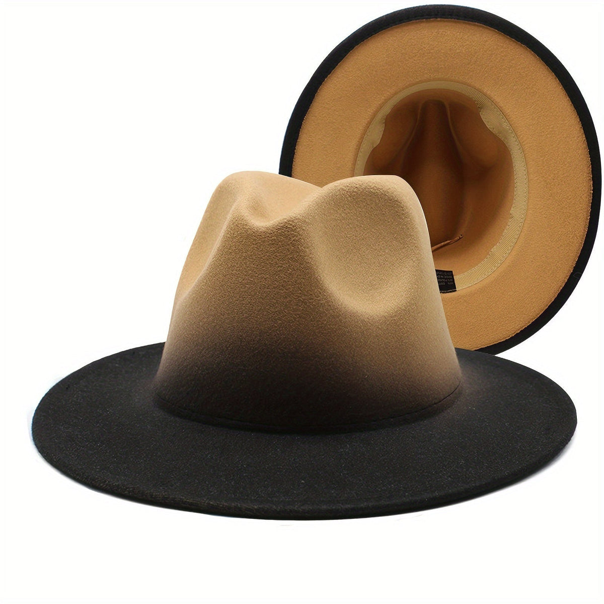 Chapeau Fedora à large bord pour hommes et femmes, style Panama Jazz dégradé bicolore, chapeau de mode classique unisexe, plusieurs coloris
