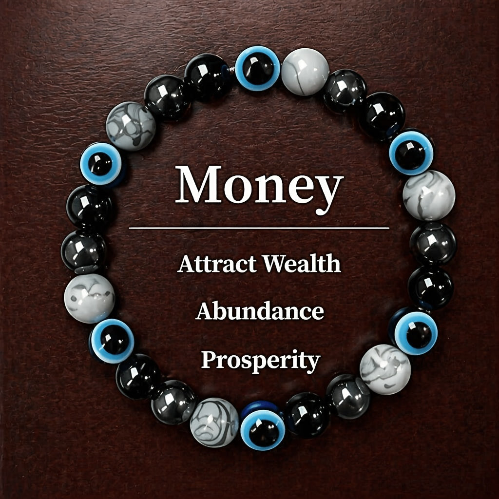 Ensemble de 9 bracelets superposés en pierre naturelle et perles de verre – Bracelets en perles faits main de 8 mm avec détails en alliage de zinc, bijoux empilables élégants pour femmes, cadeau idéal pour les fêtes, banquets et festivals