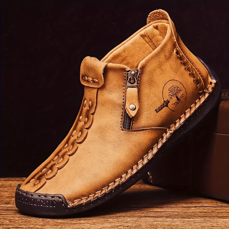 Bottines pour hommes, mocassins décontractés cousus main, chaussures à enfiler pour le travail en extérieur – 4 couleurs, tailles US 7,5-12,5, semelle antidérapante durable