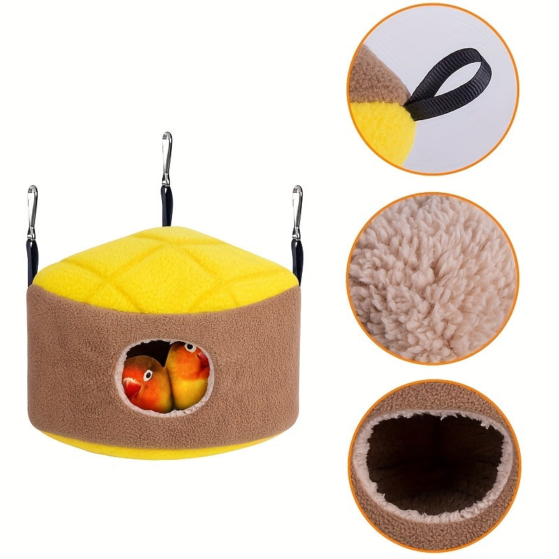 Cabane douillette d'hiver pour cage à oiseaux - Nid suspendu chaud et confortable pour perroquets, perruches, calopsittes et inséparables - Hamac en peluche douce pour cage à oiseaux