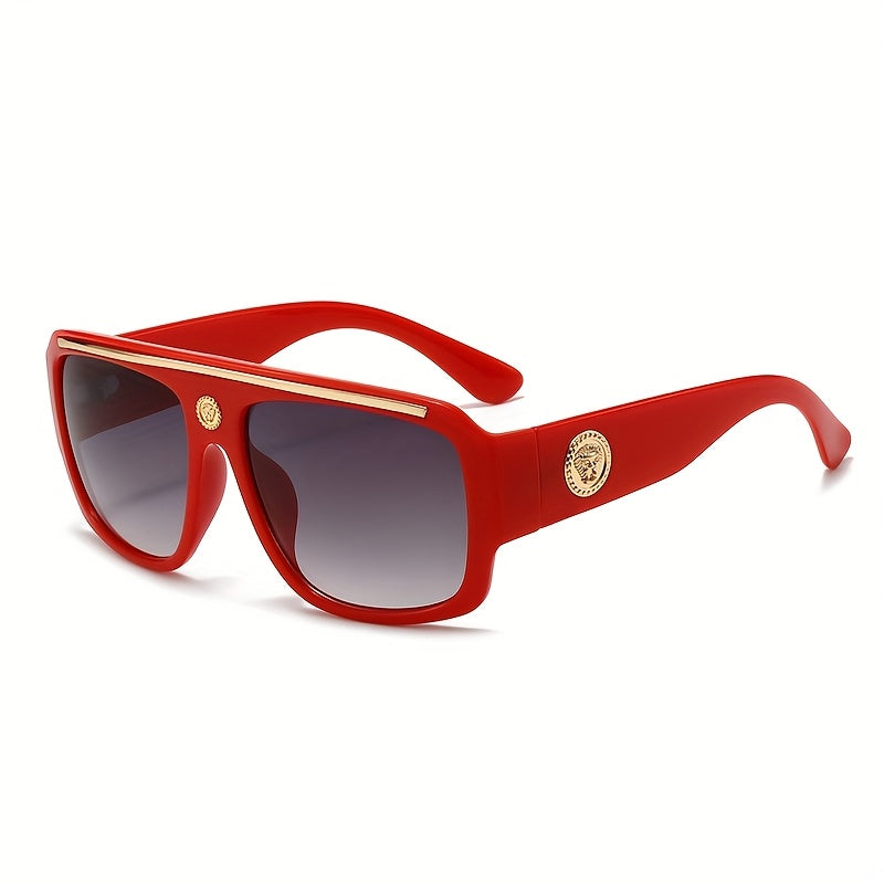 Lunettes de soleil carrées oversize style cyberpunk pour hommes – Monture extra large 139 mm et plus, bordure en métal noir et doré, verres décoratifs, lunettes de mode urbaine futuriste et cosplay