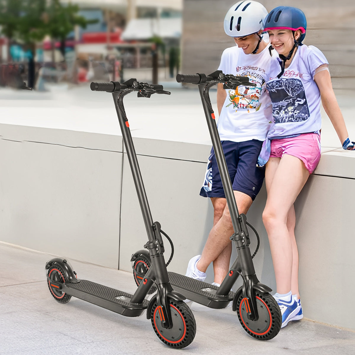 Trottinette électrique pliable pour adulte, moteur 350 W - pneus de 8,5 pouces, autonomie jusqu'à 34 km (21 miles), 3 modes de vitesse, écran LED, phare avant, batterie au lithium haute capacité - Noir (autonomie de 30 ou 34 km)