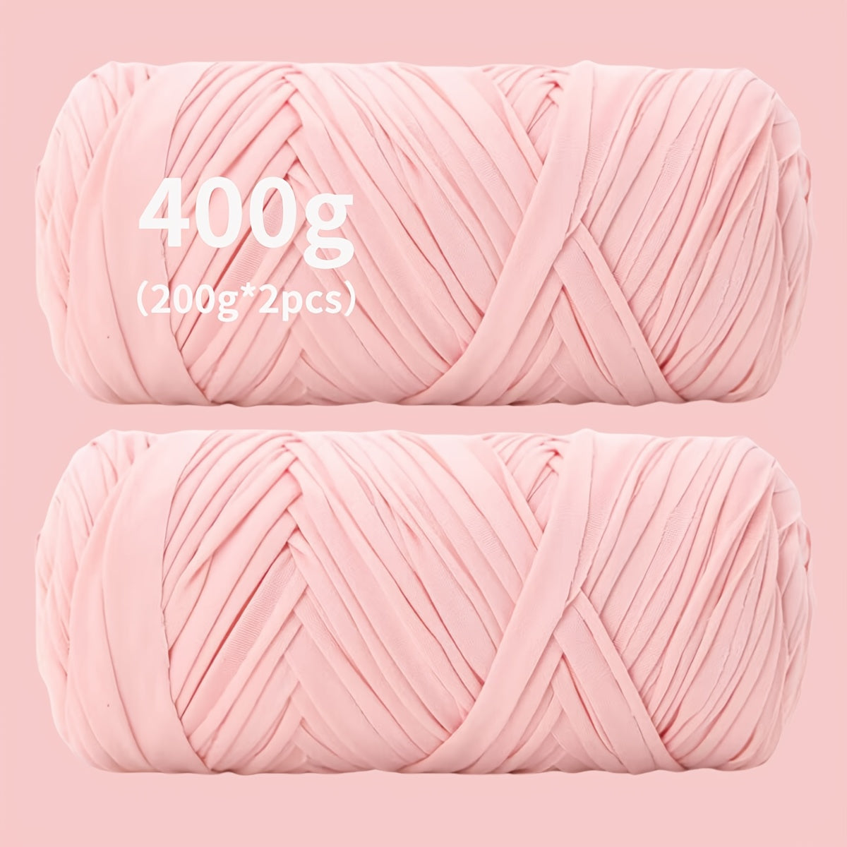Fil de coton pour t-shirt 400 g (2 x 200 g) mélange de coton épais en 49 couleurs – Fil épais et doux pour paniers au crochet, sacs, tapis, projets de macramé et tricot – Fil de loisirs créatifs idéal pour les débutants