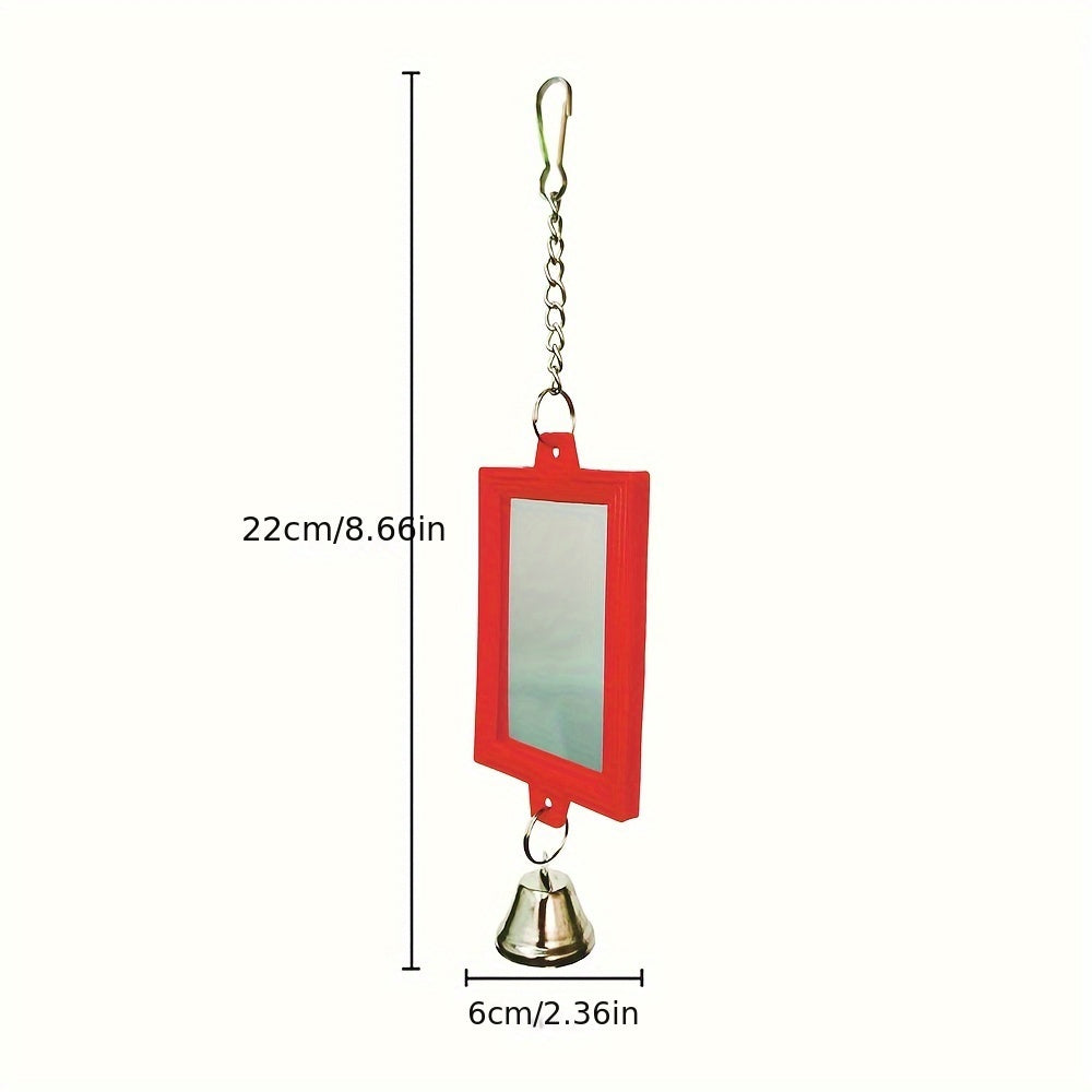 Miroir double face pour oiseau - Jouet de cage carré, décoration et accessoire interactif pour perroquets, perruches, calopsittes, inséparables - Couleur aléatoire 6 x 22 cm