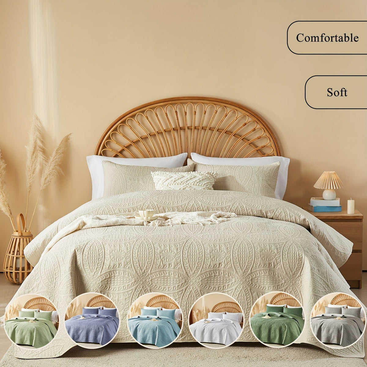 Ensemble de courtepointe d'été rafraîchissante 2-3 pièces, couvre-lit en microfibre légère et respirante – Couvre-lit au motif de pièces moderne, format simple, grand ou très grand, toutes saisons, choix de couleurs, cadeau de vacances pour la famille